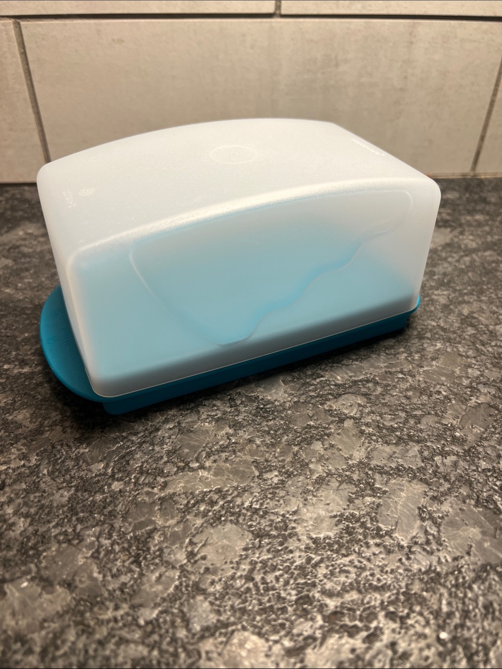 Tupperware Impressions Butter dish. Holds 2 sticks or 1-1/2lb. NWOT